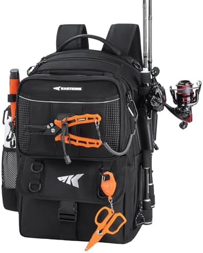 KastKing BaitSpace 50L Fishing Tackle Backpack with Removable Bait Binder,2 Rod Holders Storage Fishing Gear and Equipment