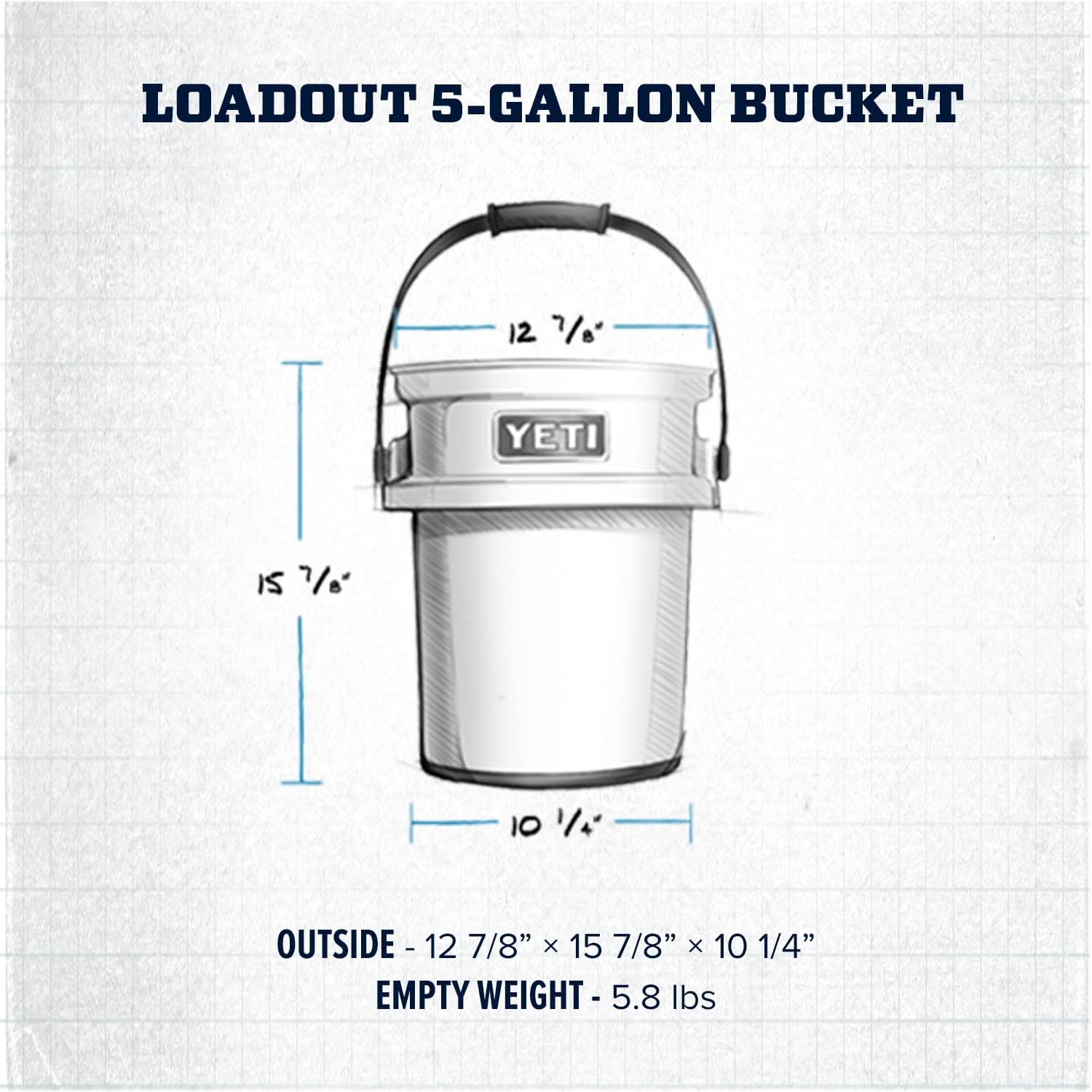 YETI Loadout 5-Gallon Bucket, Impact Resistant Fishing/Utility Bucket