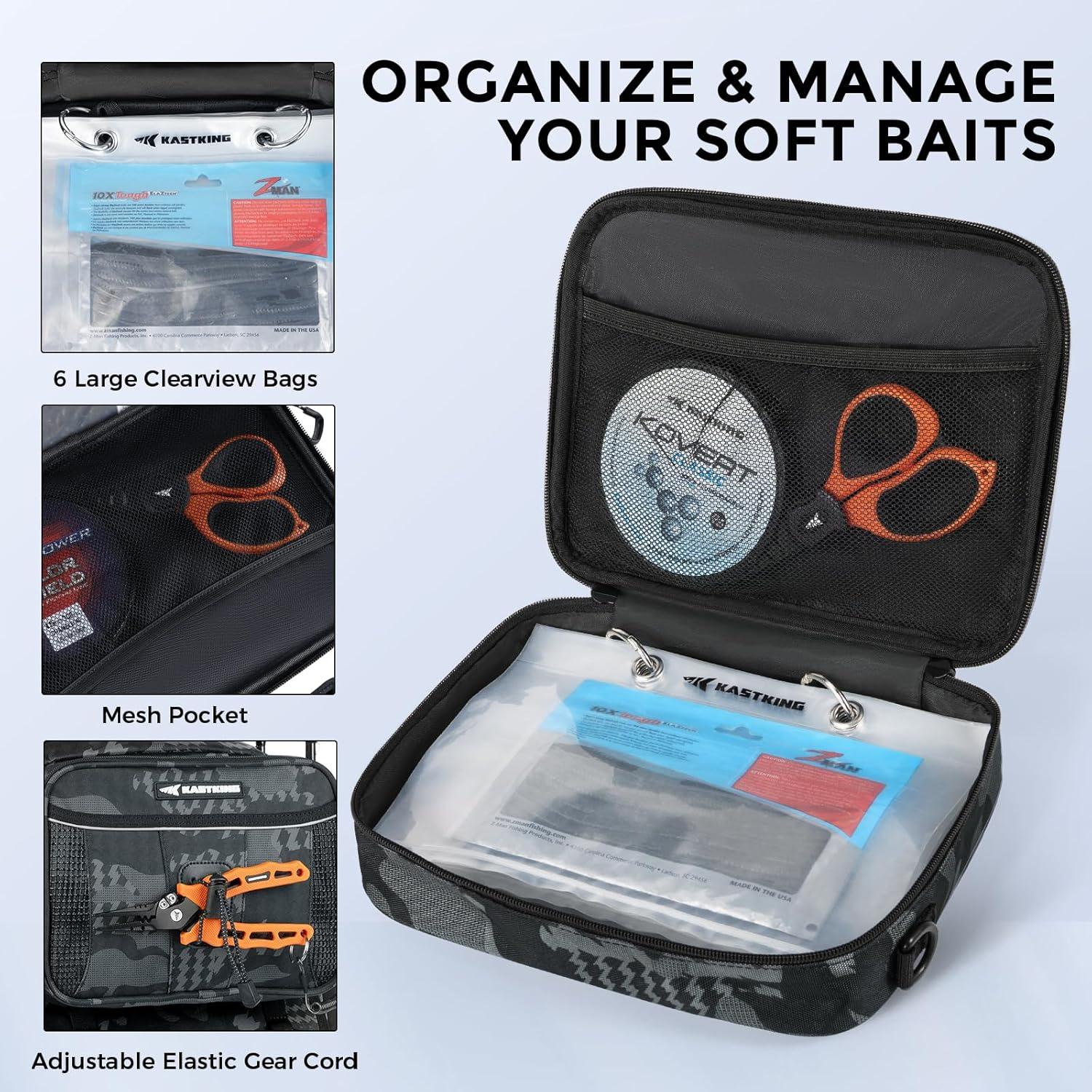 KastKing BaitSpace 50L Fishing Tackle Backpack with Removable Bait Binder,2 Rod Holders Storage Fishing Gear and Equipment