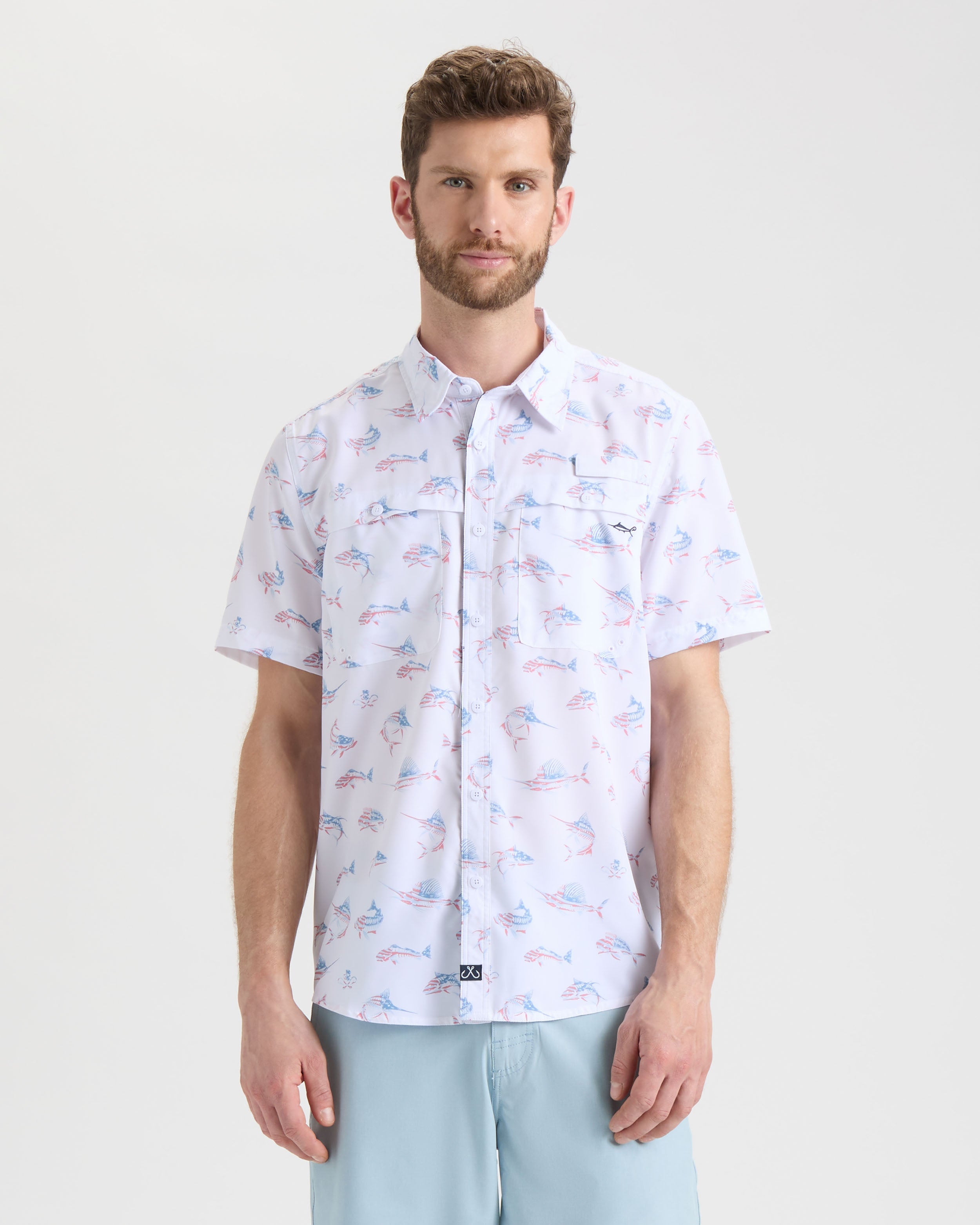 Men's Fish N' Bones Americana SLX Performance Short Sleeve Shirt