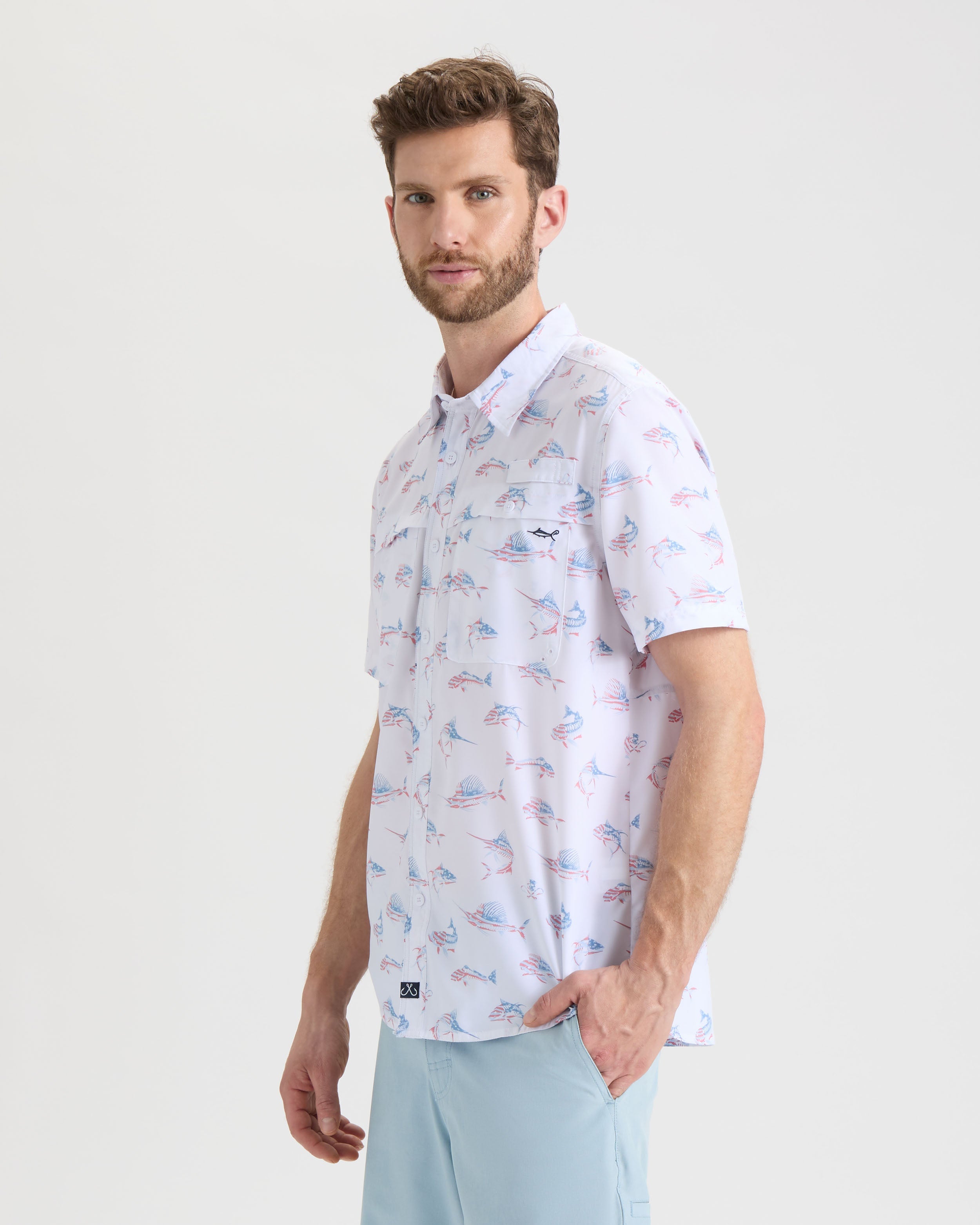 Men's Fish N' Bones Americana SLX Performance Short Sleeve Shirt